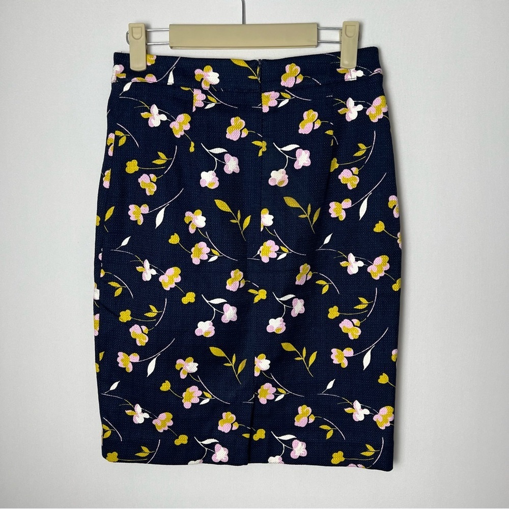 Boden Martha Pencil Skirt Women's 2 Reg Floral Navy Blue Lined Career Back Zip - Picture 3 of 9